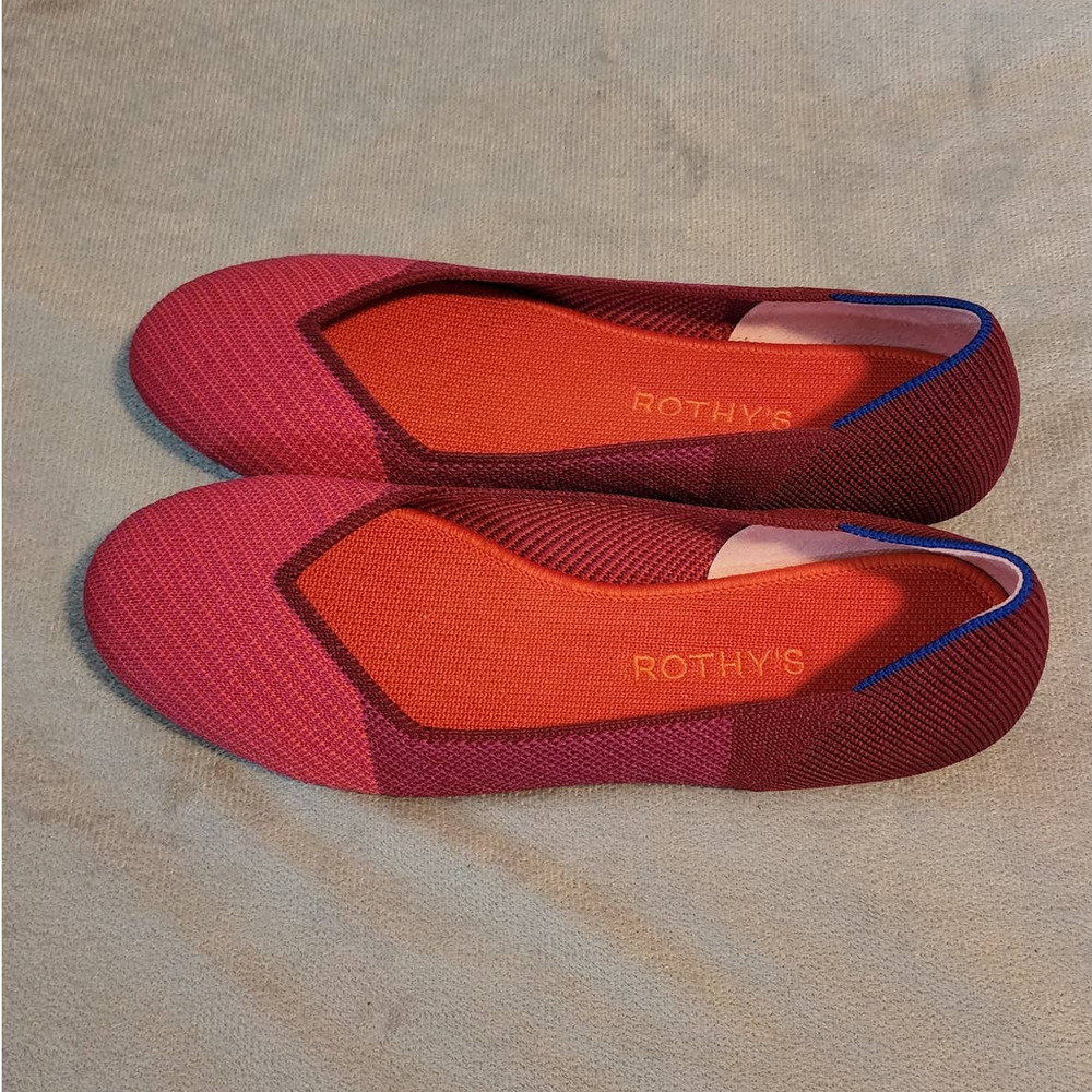 Rothy's Pink & Red Colorblock Flats Size 8